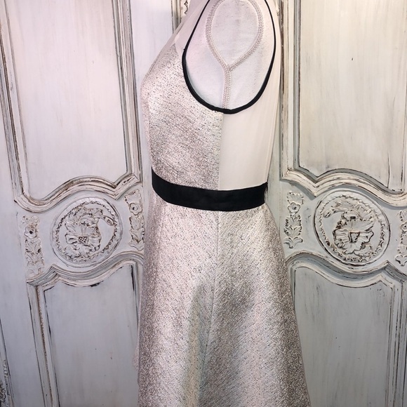 BCBGeneration Metallic Threaded Tweed With Sheer Inserts Party Dress Size 8 - Picture 7 of 14
